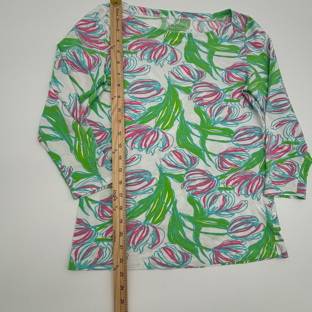 Lilly Pulitzer Top Women's Small Floral Print 3/4 Sleeve Colorful - Picture 5 of 7